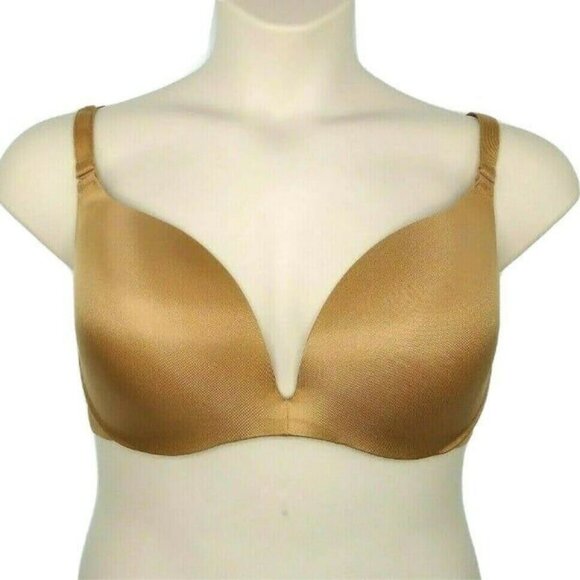 Cacique Smooth Satin Plunge Bra Underwire Size 44DDD French Almond - Picture 1 of 7